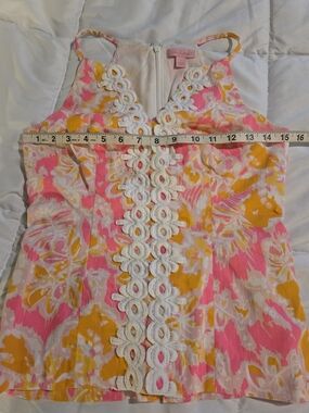 Lilly Pulitzer Pink & Yellow Floral Lace Top